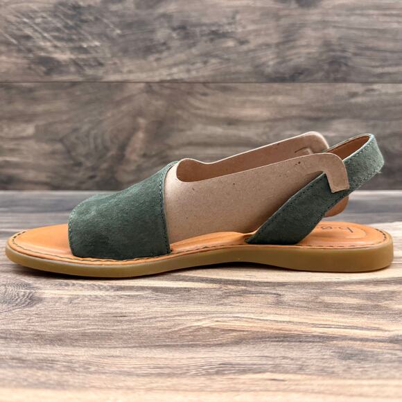 NIB BOC BORN Didi 9M 39-40 Green Suede Slingback Flat Comfort Sandal - Picture 5 of 11